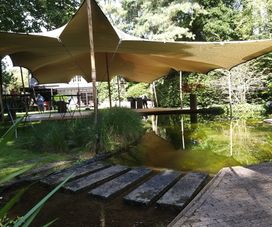 Tuinfeest 50ste verjaardag zwemvijver in de tent